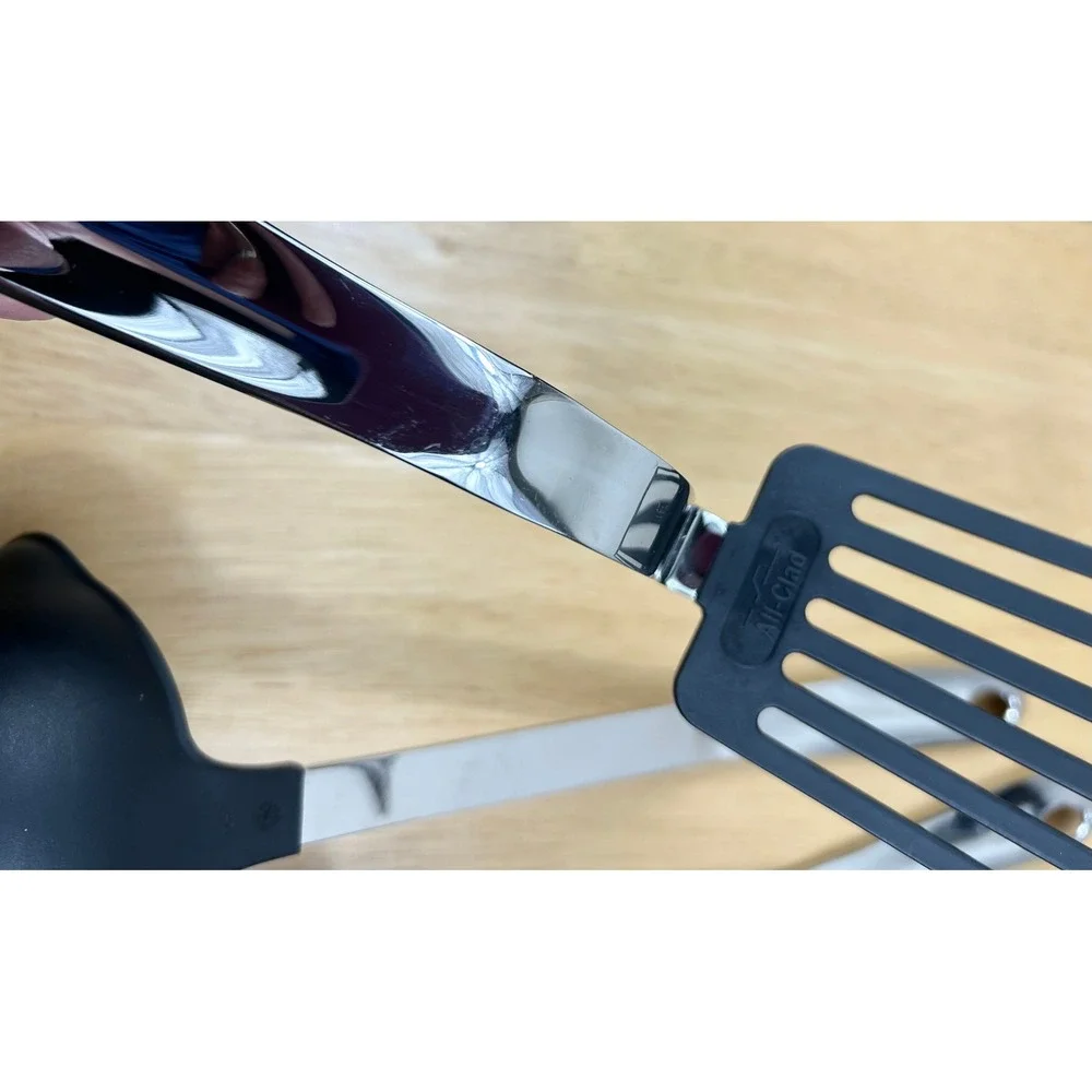 All-Clad Kitchen Tool Set 3pc Black Silver Ladle Spatula Turner Nylon Stainless